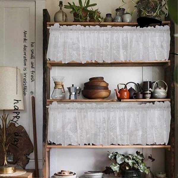 Polyester Romantisk Blomster Gardinkappe - Fint Håndværk - Bred Anvendelse - Vinduesbehandling Beige 130x41CM