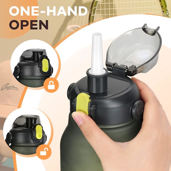 Stor läckagesäker vattenflaska med sugrör - 74 Oz Motiverande Hydreringskanna för utomhusaktiviteter, vandring, camping, löpning