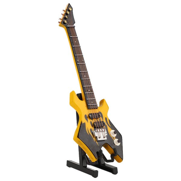Mini Bass Simulation Klassisk Dekorativt Instrument Samling Miniature Guitar Model til Studie Soveværelse Gul