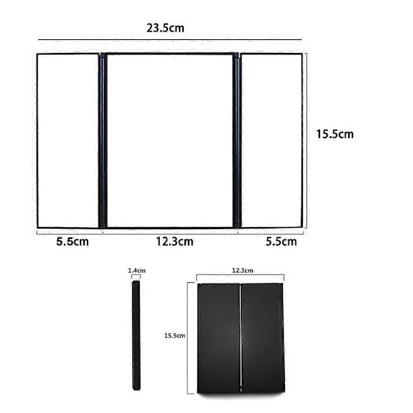 Liten LED-belyst Tri-Fold Sminkespeil Reisespeil Kompakt Lommespeil Sminkespeil