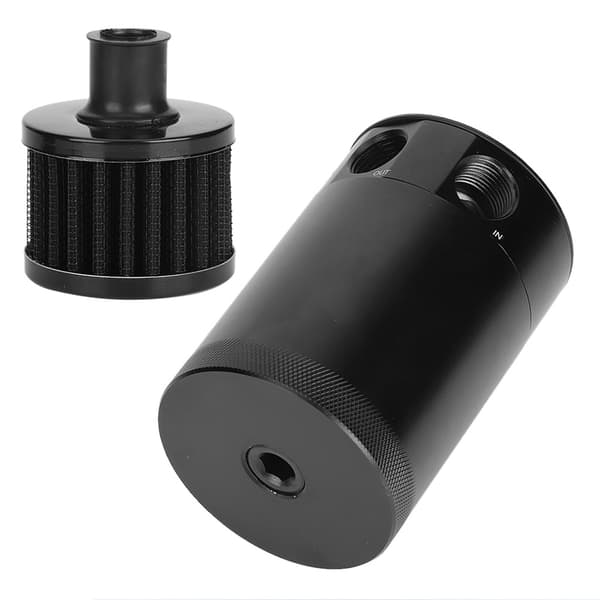 Universell oljeoppsamlingstank med 2 porter, dreneringsventil, pusteventil, baffel, 150 ml kapasitet