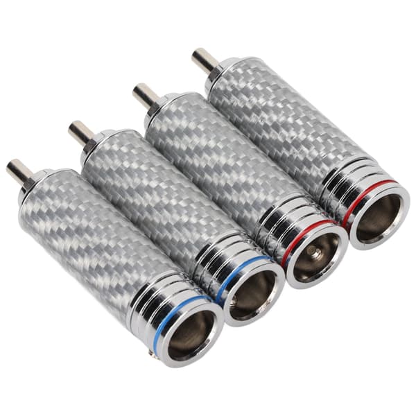 4 stk RCA lydplugg forkrommet sveiset Phono RCA hannplugg for 8 mm ledningsdiameter høyttalerutstyr