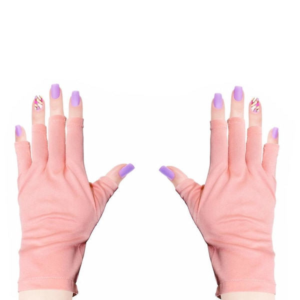 2 Par Nagelhandskar UV-skydd Handskar Fingerlösa Handskar För Att Förhindra Solbränna På Händerna Rosa