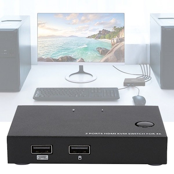 AM-KM201 KVM-switcher 2-poorts HDMI-splitter 1080P 4K voor 2 computers die één scherm delen