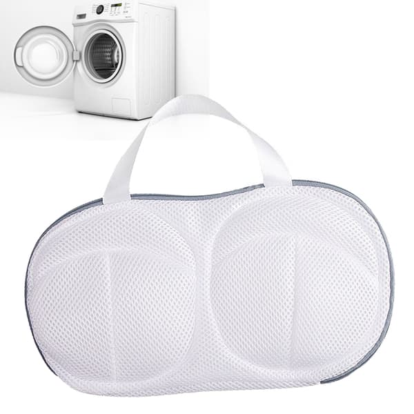 BH-vaskepose med dobbelt lynlås i polyester, anti-deformation netvaskeposer til vaskemaskine, lysegrå