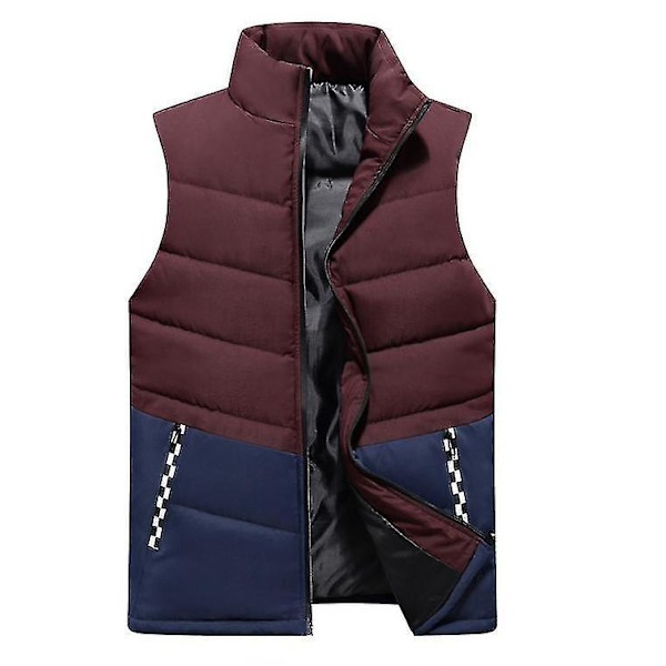 Mænds Casual Vatteret Vestjakke XL - Vinrød