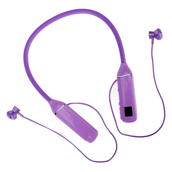 Bluetooth neckband hörlurar LED Power Display Minneskort Uppspelning Magnetiska hörlurar Headset med RGB-bakgrundsbelysning Lila