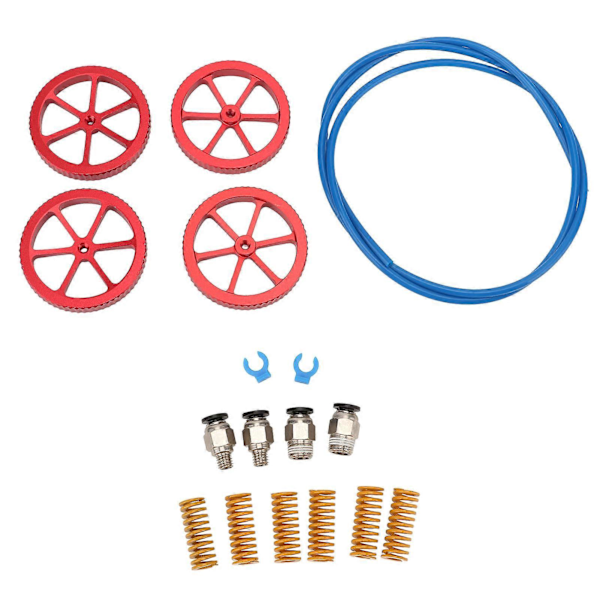 Päivitys 3D-tulostinsarja PTFE-putki 4 Käsin kierrettävät tasoitusmutterit 6 Jouset PC4 - M6 M10 -liittimet