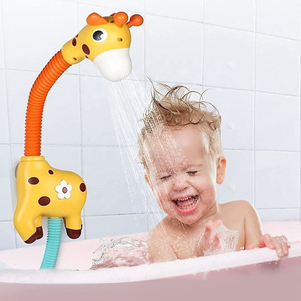 Giraf Badelegetøj til Småbørn Automatisk Sprinkler Sugkop Vandlegetøj til Børn 1-8 År Gul