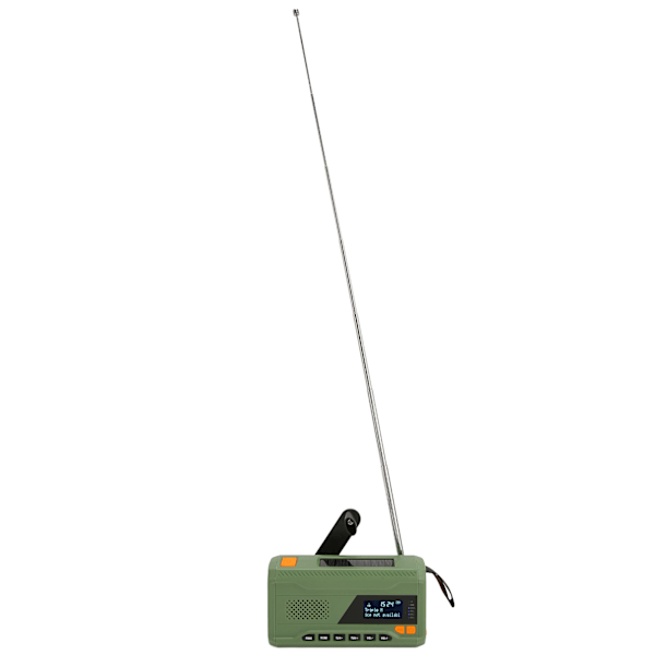 Handvev solradio LCD-skärm 3 laddningslägen Stöd DAB FM BT Bärbar nödväderradio för utomhusresor