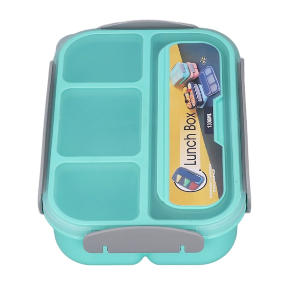 Individuell forseglet matboks for barn, matboks med 4 rom, matboks for skole, 1300 ml, grønn