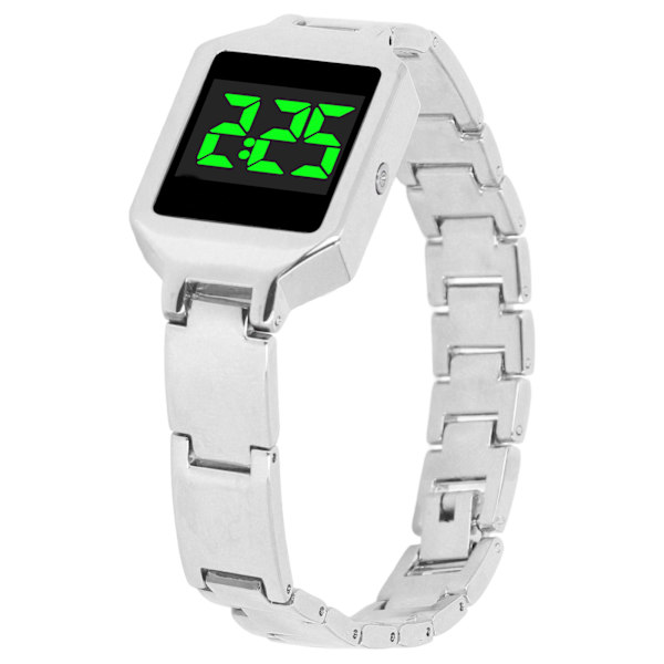 Digital armbandsur med högupplöst skärm, vattentät, modern elektronisk klocka för män, kvinnor och flickor, silver