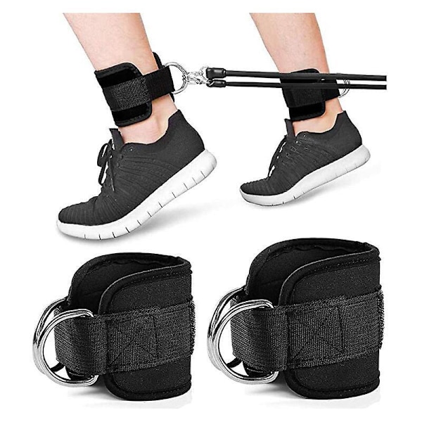 1 Par Ankelstropper for Kabelmaskinøvelser - Svart, Glute-trening, Underkroppsøvelser - Justerbare Benstropper med Neoprenpolstring
