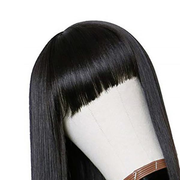 Lange, rette parykker Myk elastisk, fluffy Stilig kvinneparykk med smell for daglig cosplay-fest Svart
