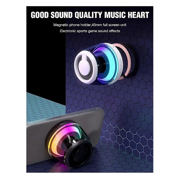 Magnetisk Bluetooth-högtalare med RGB-belysning, Bärbar ljudbox, A