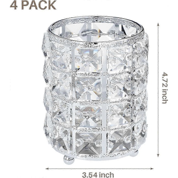 4-pack Kristall Sminkborste Organiserare Bling Kosmetikahållare Pennförvaring (Guld) silver