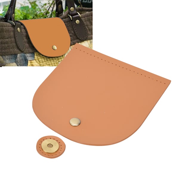 Taske Flip Cover Split Læder Magnetisk Spænde DIY Håndlavede Håndtaske Dele med Bronze Tilbehør 12.6x13.7cm (Brun Gul )