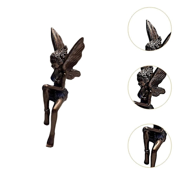 Trädgårdsfé Staty Hantverk Resin Figurer för Utomhus Skrivbord Dockhus