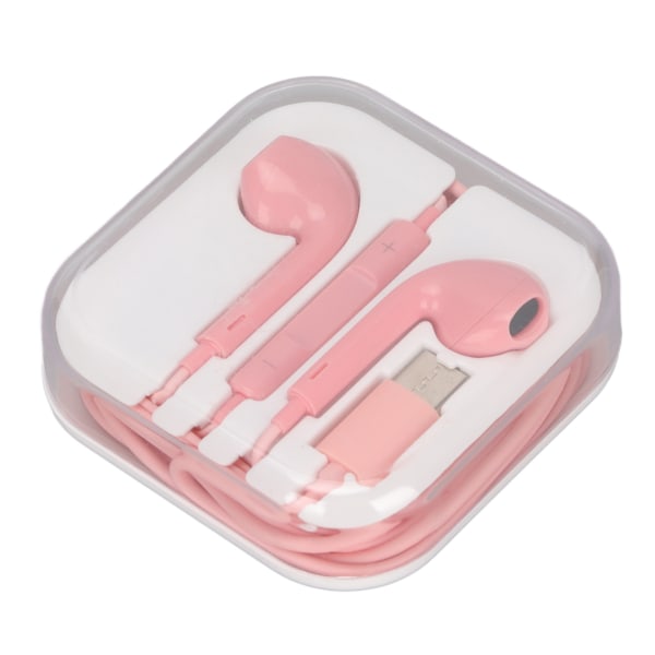 USB C-hörlurar Multifunktions HiFi stereomikrofon och volymkontroll Trådbundna hörlurar för typ C-gränssnittsenhet Rosa