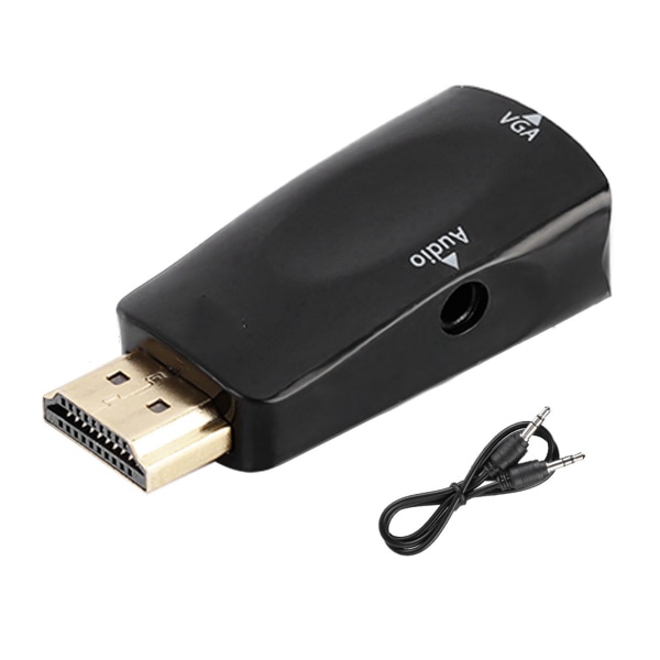 1080P HDMI–VGA-muunninsovitin äänikaapelilla - musta
