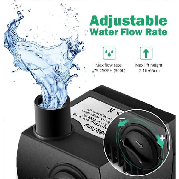 Dränkbar Vattenpump - Ultratyst Mini Fontän Vattenpump Akvarium, Damm, Akvarium, Staty Vattenpump