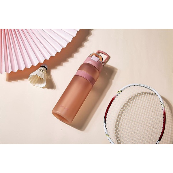 Vattenflaska Med Sugrör 850ml Gmy Sport Tid Markeringar BPA Fri Flaska D37 (850ml, Rosa)