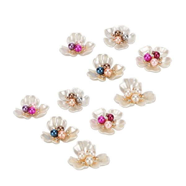 20 st Hantverk Faux Pearl Dekoration Utsmyckningar Vackra smycken gör kläder Faux Pearl platt blomma 38mm