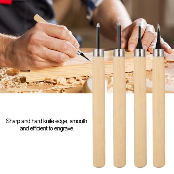 Træskærerknivsæt - 4 stk. Manuel sliber Gummistempelknive #2#2