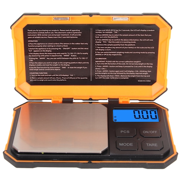 Gram Scale 500g 0.01g 5 Unit Modes Multifunksjonell digital smykkevekt med LCD bakgrunnsbelyst skjerm for Grains Urter Mynter