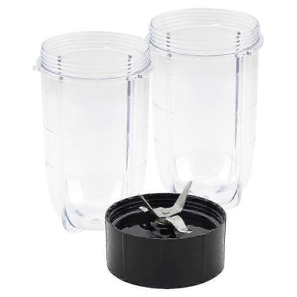 Erstatningskryssblad + 2-pakning 16 oz koppsett for Magic Bullet Svart transparent