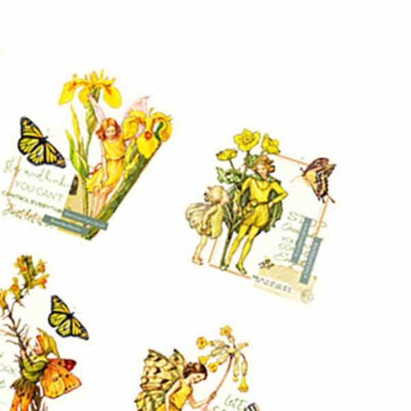 30 ark vintage fe-stickers, blomster fe-stickers til scrapbog, junk journal-artikler, DIY-håndværk, album, bærbare computere, gule