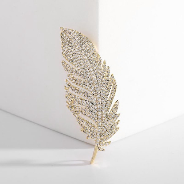 Gold Retro Feather Brosje Pin for Dress and Accessories Decoration for Daily Life and Holidays