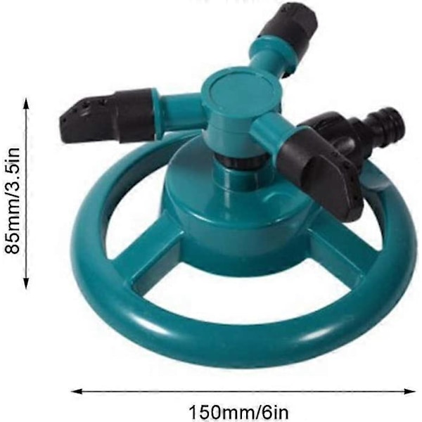 2-delt hagesprinkler for plen Automatisk roterende sprinklersystem med 3 plensprinklerdyser, for hage, gård, blomster, grønnsaker og Mo
