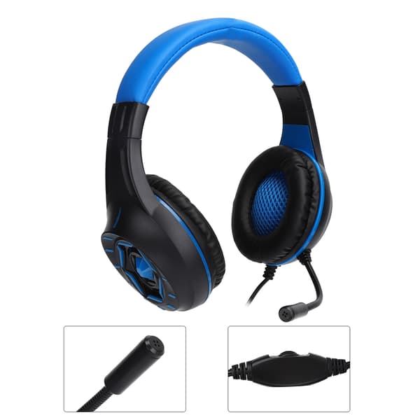 Gaming Headset 40 mm Kablet Stereo Hovedtelefon med Cool LED Lys Mikrofon til PC Bærbar
