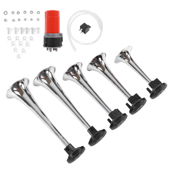 5PCS Bil Luftp喇叭 med Luftkompressor Jazz 5‑Rör Musik 130dB 12V för Lastbilar Buss Båtar