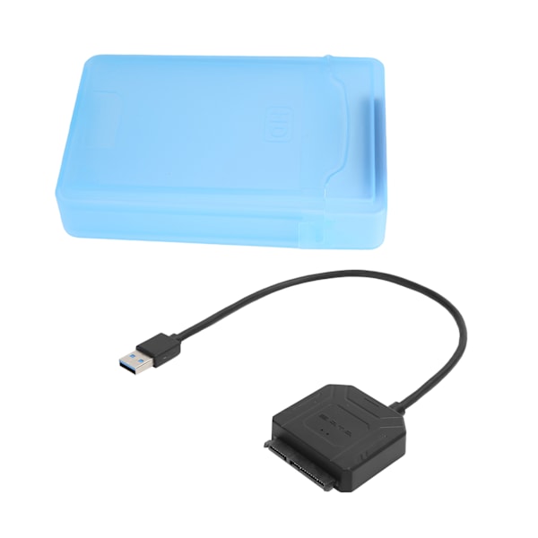 SATA USB 3.0-adapter 2,5 tommer 3,5 tommer SSD HDD harddisk-kabel datamaskintilbehør beskyttelsesboks (blå)