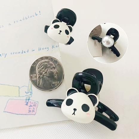 Panda-hårklämmor med pärla, elegant design för mamma och dotter