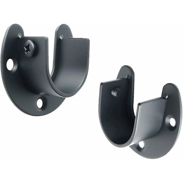 Matsort rustfrit stål U-formet gardinstangsbeslag - 28mm - 2 stk