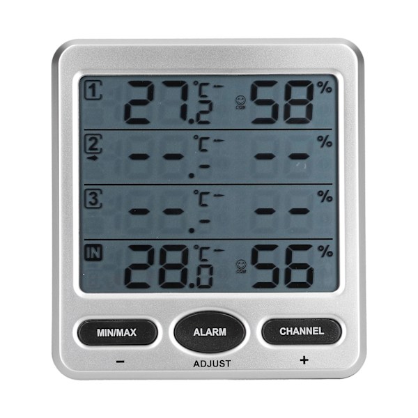 Fugtighed Temperatur Måler LCD Digital Termometer Hygrometer med 3 Fjernfølere TSWS10