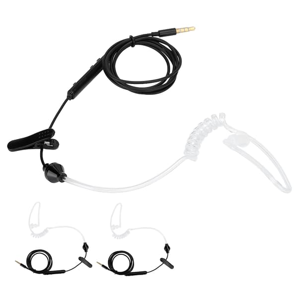 3 sæt HRT‑1 mobiltelefon luftrør headset med mikrofon 3,5 mm stik kablet øretelefon sort