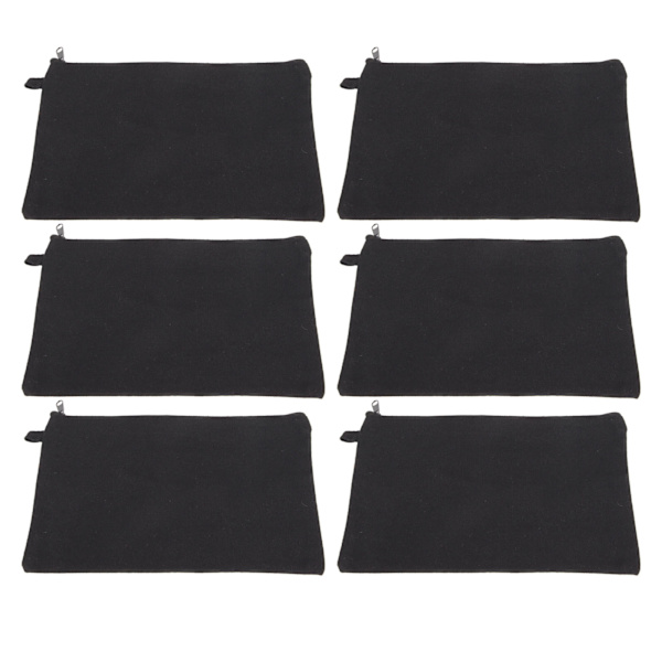10 STK lerrets kosmetikkveske med svart snor Bærbar Blank Blank DIY Craft Bag for Reise Makeup Bag Svart