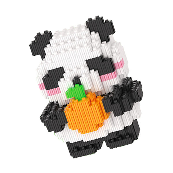 Mikobyggstenar Leksak Panda Kramar Orange Miniatyr Tegelstenar Söta Djur Byggstenar Set Leksak Panda med Orange