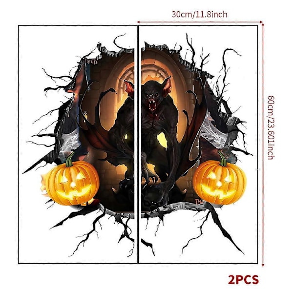 1 Pakkaus 3D Halloween seinätarroja mutantti hirviö Seinät irrotettavat tarrat kauhu Seinätarrat Seinälattia taide makuuhuoneeseen olohuoneeseen kaupan koristeluun, ha