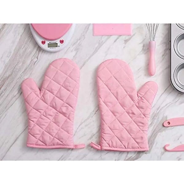 Tykkere Varmebestandige Ovnhandsker Grydelapper Bagehandsker Varmebestandige Ovnhandsker (Pink)