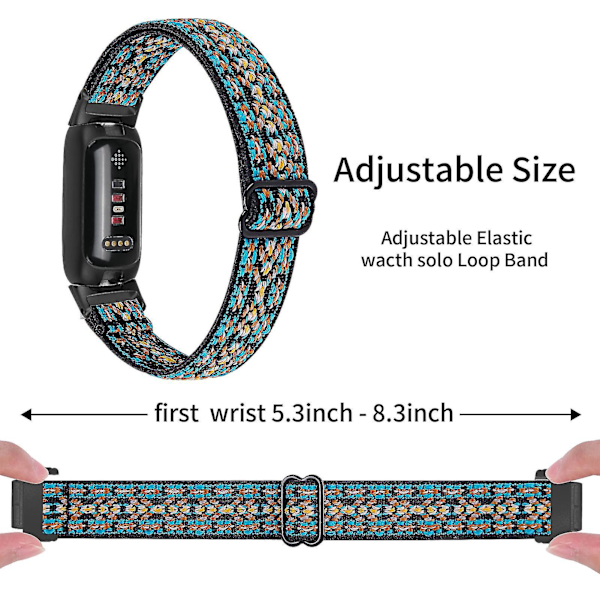 Fitbit Inspire 3 Nylon Flettet Elastisk Solo Loop Sport Rem Sort - 44