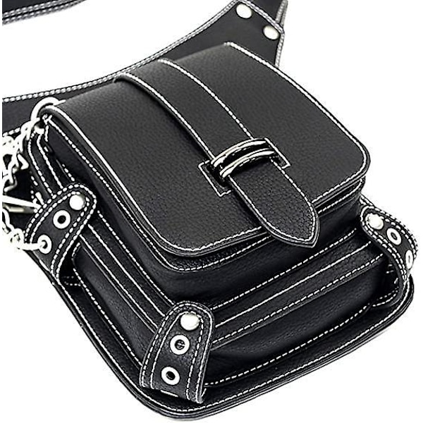 Steampunk Taljepose Fanny Pack Mode Gothic Læder Skulder Crossbody Messenger Tasker Lår Ben Hofte Holster Pung Rejsepose