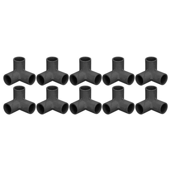10 STK 3-veis rørkoblinger PVC-plast T-stykker Albue Hjørnekobling 25 mm indre diameter svart
