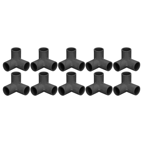 10 stk. 3-vejs Rørfittings PVC Plastik T-stykke Fitting Albuehjørneforbindelse 25 mm Indvendig Diameter Sort