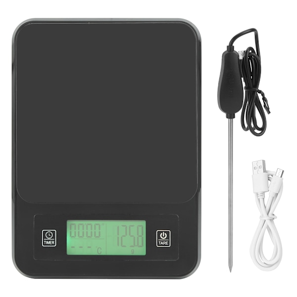 3 kg / 0,1 g Elektronisk köksvåg Bärbar matlagningsskala Vikt med temperaturprob