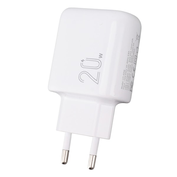 20W telefonkontakt strømforsyningadapter dobbel port PD-kontakt QC 3.0 telefonveggladerkontakt for smarttelefon EU 100-240V